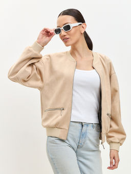 Бомбер из замши бежевый - Tantino фото 13