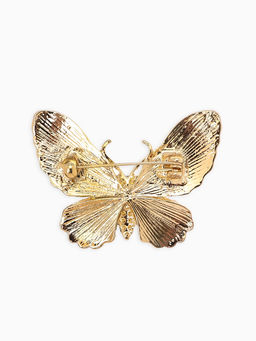 Брошь "Бабочка" матовая, в жилки, цвет чёрный в золоте