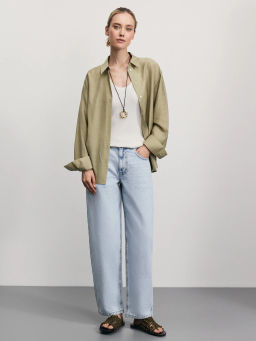 Джинсы barrel с поясом шнурком / Zarina