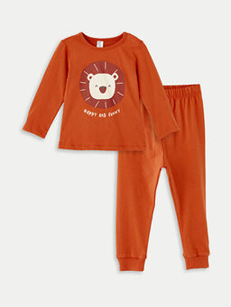 Bisiklet Yaka Uzun Kollu Bask?l? Erkek Bebek Pijama Tak?m?