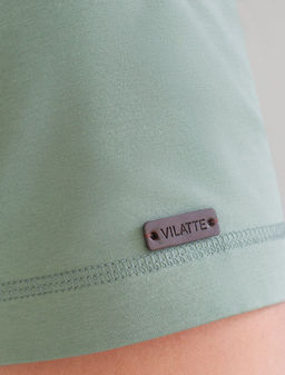 Футболка базовая полуприлегающая из премиального хлопка с принтом - Vilatte фото 4