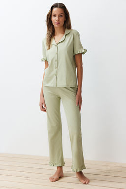 Trendyolmilla Mint %100 Pamuklu F?rf?r Detayl? Orme Pijama Tak?m? THMSS24PT00223 фото 8