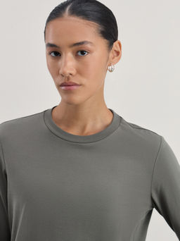 Однотонный базовый лонгслив из хлопка / Zarina  фото 6