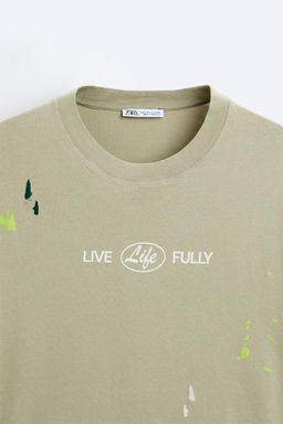 PAINT SPLATTER T-SHIRT WITH SLOGANS - Zara фото 8