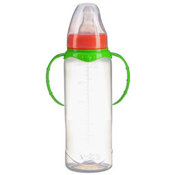 Бутылочка для кормления M&B, классическое горло, с ручками, от 3 мес., 250 мл., цилиндр, МИКС