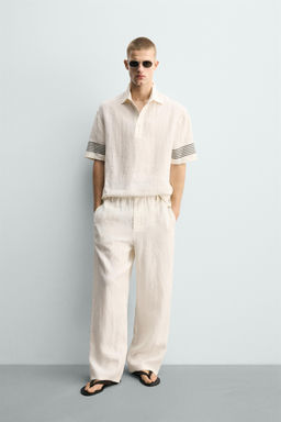 CAMISA POLO 100% LINO / Crudo