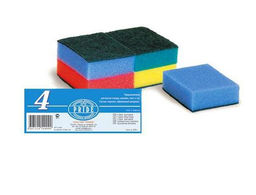 Губка бытовая с чистящим слоем "Четверка" 4шт. 9х8х3,5см (гх009)