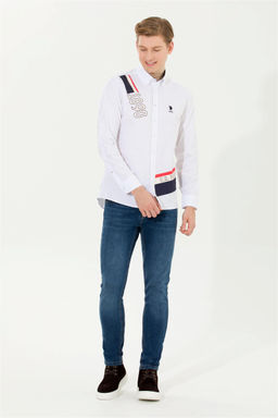 Мужская белая рубашка с длинным рукавом - U.s. polo assn фото 3