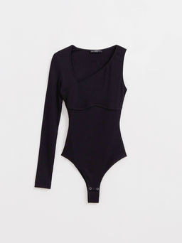 CONTE Боди в рубчик на одно плечо LBD 2624 black - Conte elegant фото 5