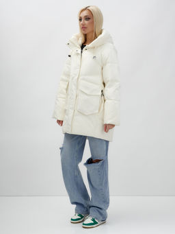 Куртка летучая мышь женская с капюшоном зимняя бежевого цвета 9617B - Mtforce фото 3