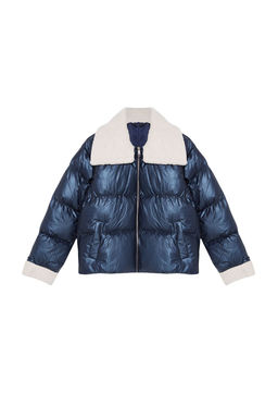TRENDYOLMILLA Lacivert Yakas? Pelus ve Kemer Detayl? Parlak Su Itici Sisme Mont TWOAW25MO00062  фото 8
