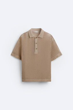 TEXTURED OPENWORK POLO SHIRT - Zara фото 6