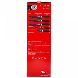 Набор ножей из нержавеющей стали Zeidan 6 предметов, прорезиненные ручки, подставка, подарочная упаковка (Китай) - Домашняя мода фото 3