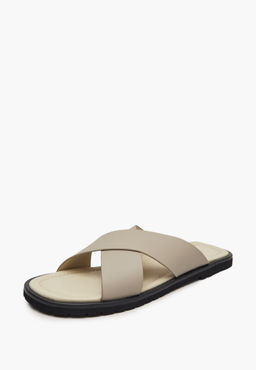 Бежевые мужские кожаные сабо