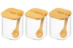 Набор банок для специй Elan Gallery Crystal Glass 3 шт 450 мл с ложкой фото 4