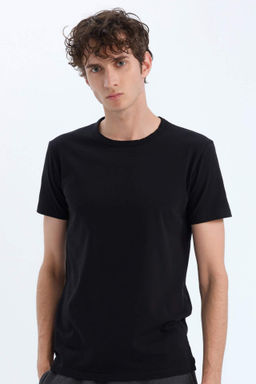 Slim Fit Dar Kesim Bisiklet Yaka K?sa Kollu Ust - Defacto фото 5