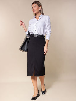 Юбка Vilatte D46.040 карандаш из джерси чёрный  фото 7