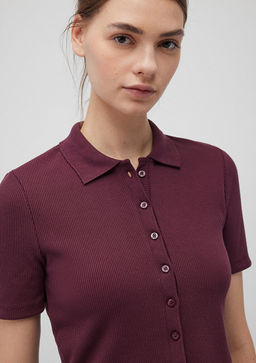 Bordo Crop Polo Tisort - Mavi фото 5