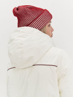 Шапка хлопковая с двойным отворотом "Брусника/Молоко"