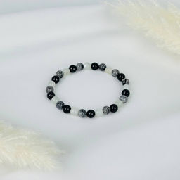 Браслет из Турмалина, Лунного камня и Кварца - Радуга самоцветов фото 2