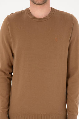 Erkek Slim Fit Bisiklet Yaka Camel Basic Kazak - U.s. polo assn фото 6