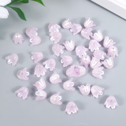 Цена за 2 шт. Бусины для творчества пластик «Цветок ландыша жемчужный» набор 40 шт. сиреневый 1×0.9×0.9 см