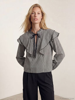 Ba?lamal? Yaka Ekose F?rf?rl? Bluz