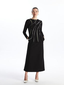 Kad?n Beli Lastikli D?z Jean Etek