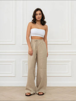 Брюки женские Лён Бежевый - Modamica фото 38