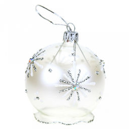 Елочная игрушка шар стеклянная Искра д7,5см, ручная художественная роспись, подарочная упаковка (Россия)