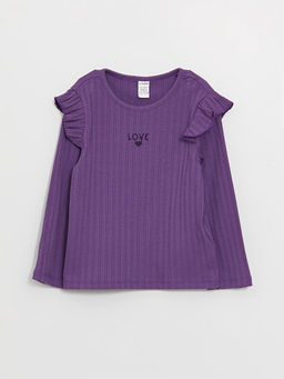 Bisiklet Yaka Uzun Kollu Bask?l? K?z Bebek Sweatshirt ve Tayt 2li Tak?m