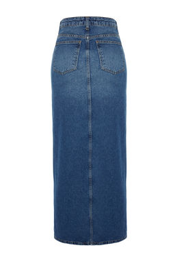 TRENDYOLMILLA Mavi More Sustainable Y?rtmacl? Maxi Denim Etek TWOAW24ET00058  фото 13