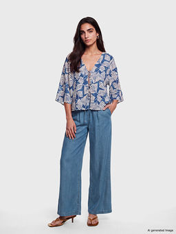 Beli Lastikli Wideleg Fit Kad?n Jean Pantolon