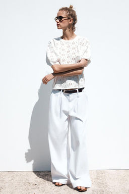 T-SHIRT WITH PERFORATED EMBROIDERY