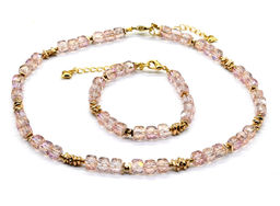 Чокер и браслет из циркона кубик граненый 6*6мм, цвет синий, 40см, 17см - Радуга камня фото 5