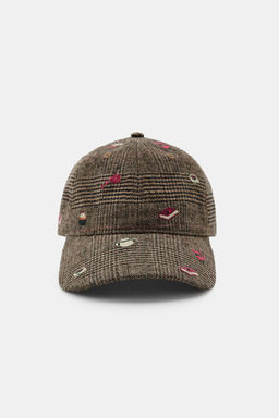 EMBROIDERED WOOL CHECK CAP - Zara фото 2