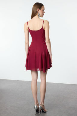 TRENDYOLMILLA Siyah A-Kesim Astarl? Dokuma Sifon K?sa Abiye Gece Elbise TPRSS23EL00033  фото 29