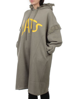 2247 GRAY GREEN Толстовка-платье женская (85% хлопок, 10% полиэстер, 5% спандекс) - Fashion фото 5