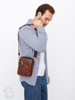 Сумка мужская кожаная 8611S brown Fuzhiniao