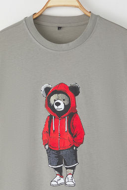 TRENDYOL MAN Ekru Unisex Oversize/Genis Kesim Ay?c?k Bask?l? %100 Pamuklu T-Shirt TMNSS25TS00158 - Trendyolmilla фото 7