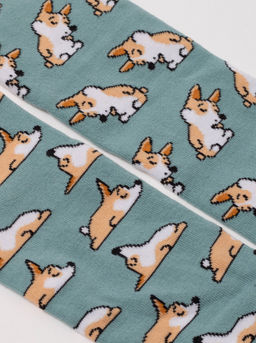 Цена за 2 пары. Носки Классические CONTE Хлопковые носки с рисунками corgi серо-бирюзовый - Conte elegant фото 4