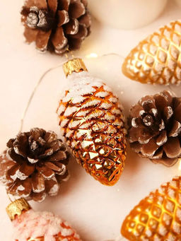 (цена за 3 шт) Елочное украшение Шишка в снегу Ф2-90/71