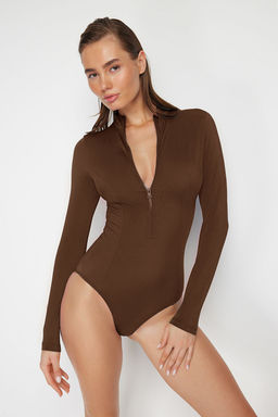 TRENDYOLMILLA Siyah Fermuarl? Uzun Kollu Regular Sorf Mayosu TBESS20MA0301  фото 3