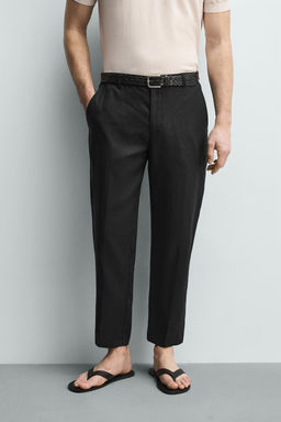 PANTAL?N REGULAR FIT 100% LINO / Negro - Zara фото 2