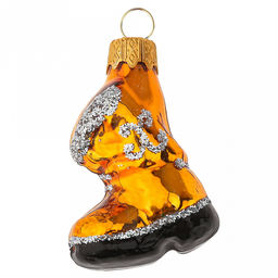 Елочная игрушка фигурка стеклянная Сапожок h9см, золотой, ручная художественная роспись, подарочная упаковка (Россия) - Домашняя мода фото 2