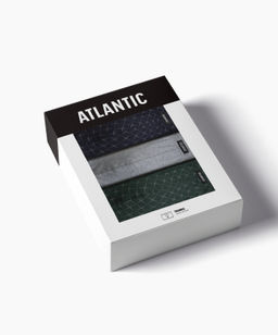 ATLANTIC 3MH-216 Трусы шорты Check - набор 3 шт. темно-синий + серый меланж + зеленый  фото 7