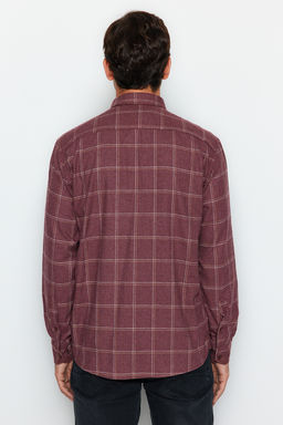 TRENDYOL MAN Bordo Regular Fit Tek Cepli K?sl?k Oduncu Kareli Gomlek TMNAW21GO0422 - Trendyolmilla фото 5