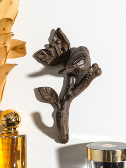 Крючок декоративный чугун "Воробушек на веточке" 10х6х17 см