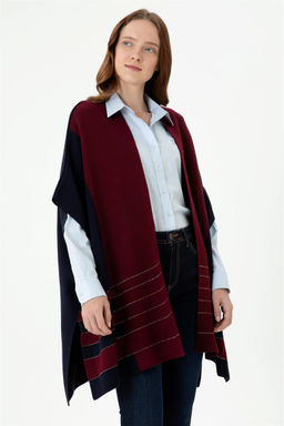 Женское темно-синее трикотажное пончо