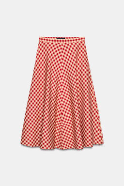 FALDA CAPA CUADROS ZW COLLECTION / Crudo / Rojo - Zara фото 6